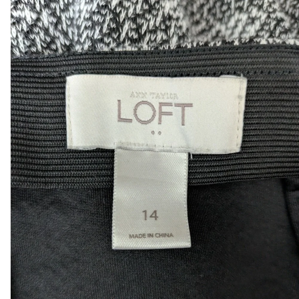 Ann Taylor Loft Womens‎ Fit and Flare Black White Short Mini Skirt Size 14